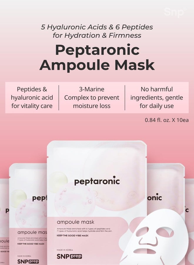 SNP Peptaronic Ampoule Sheet Mask | Peptide and Hyaluronic Acid Sheet Mask | Hydrating, Moisturizing, and Friming for Dry Skin Types | Korean Skin Care Facial Mask | 10 Sheets - Image 2